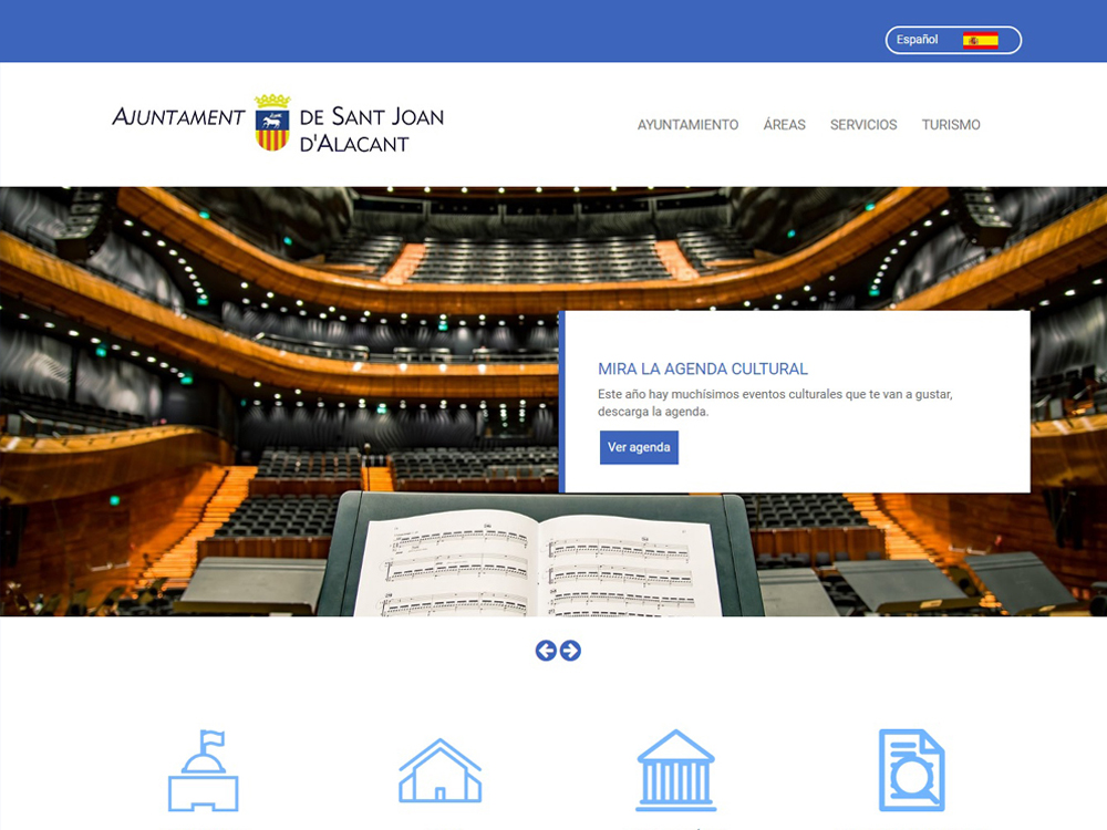 Captura de pantalla de la nueva web municipal de Sant Joan d'Alacant