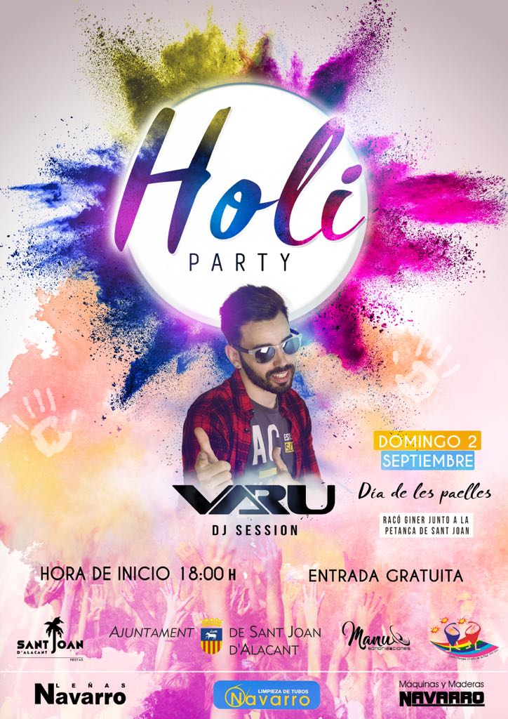 Cartel Día de las Paellas 2018 y fiesta Holi