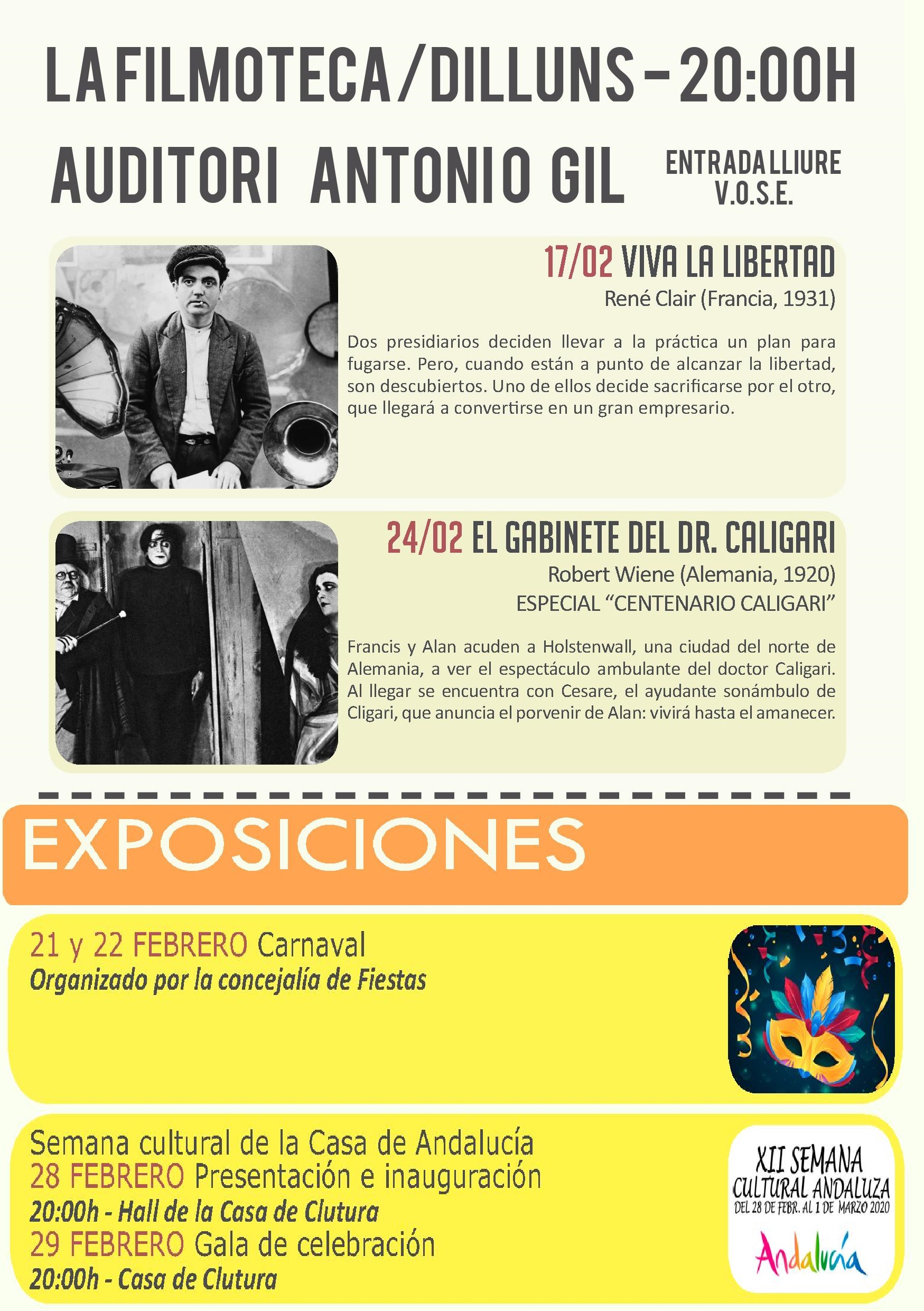 ACTES CULTURALS FEBRER: FILMOTECA - EXPOSICIONS 