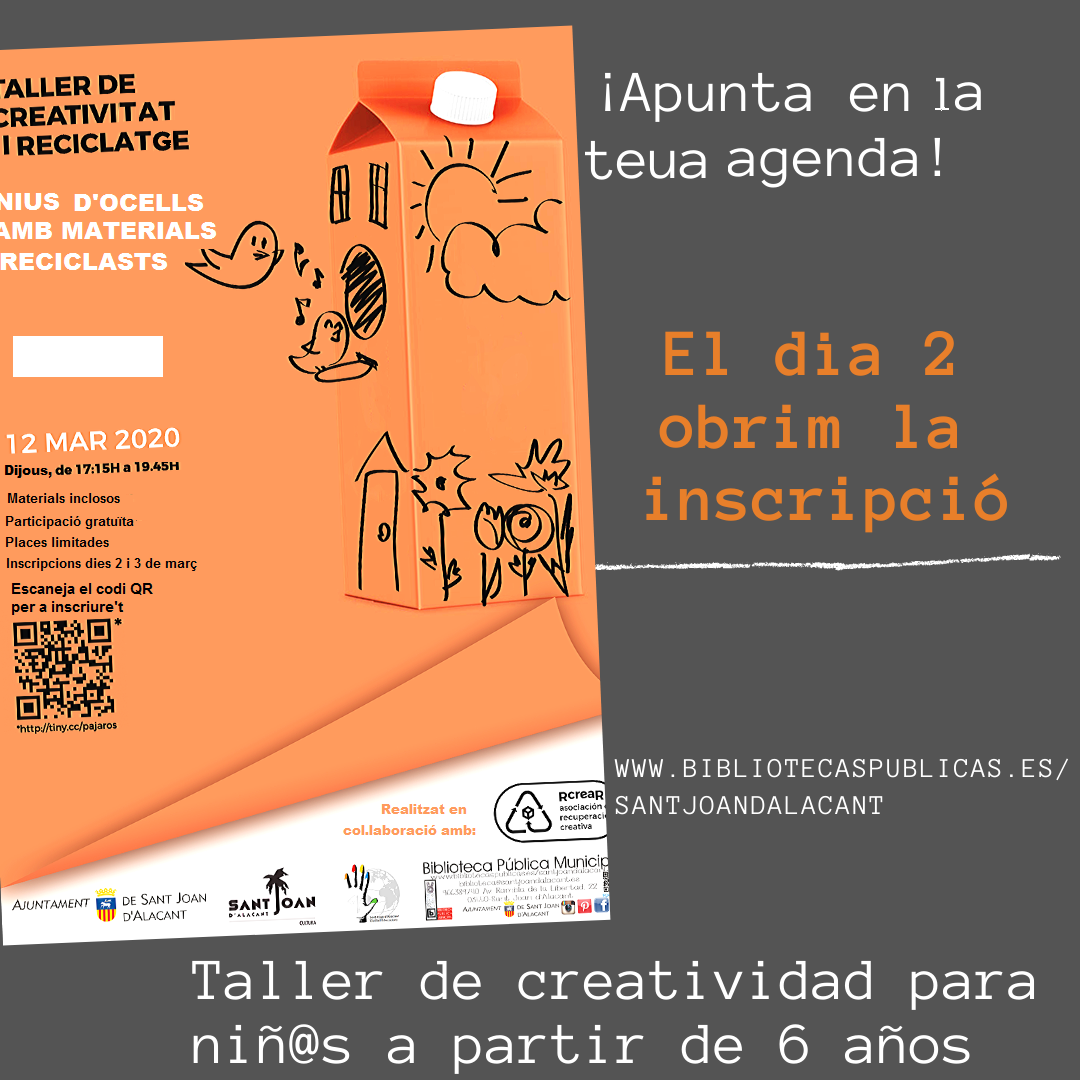 TALLER DE CREATIVITAT PER A XIQUET@S