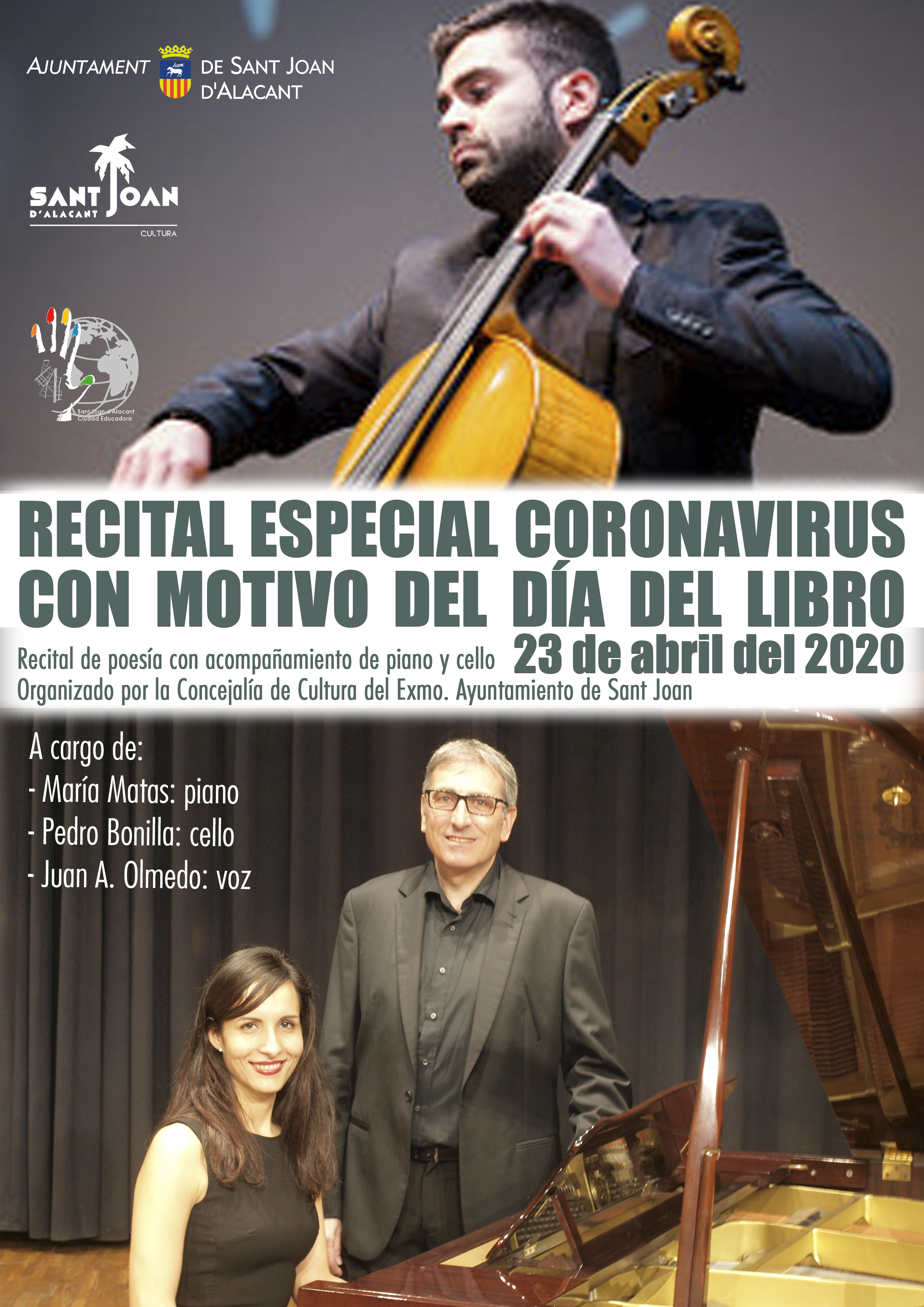 CARTEL RECITAL ESPECIAL CORONAVIRUS CON MOTIVO DEL DÍA DEL LIBRO.