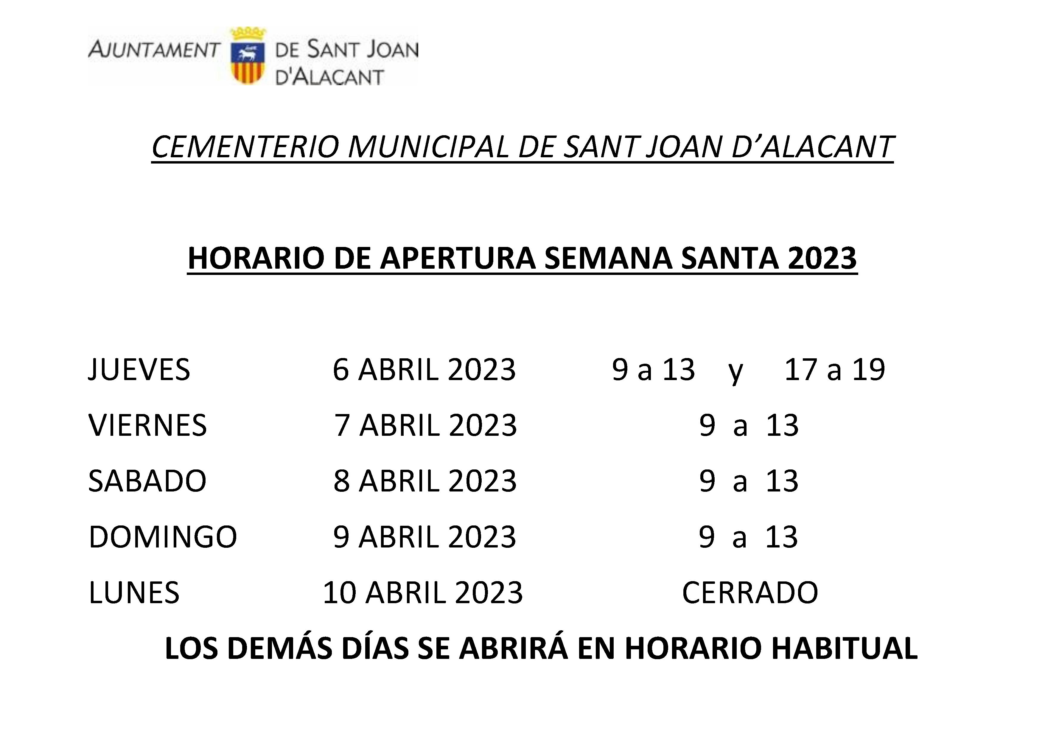 HORARIO CEMENTERIO