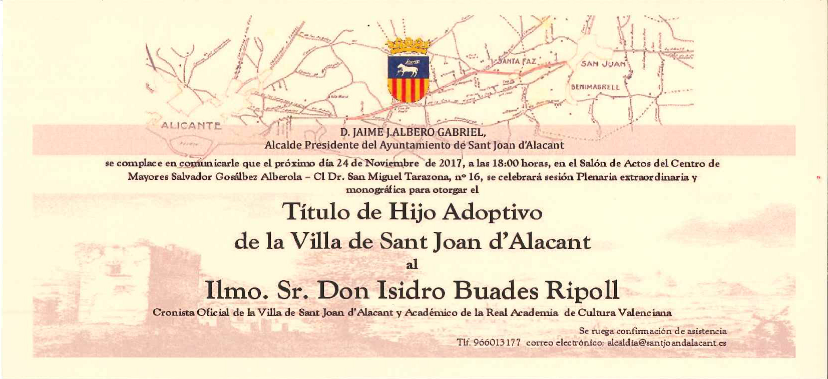 INVITACIÓN AL PLENO EXTRAORDINARIO DEL 24 DE NOVIEMBRE