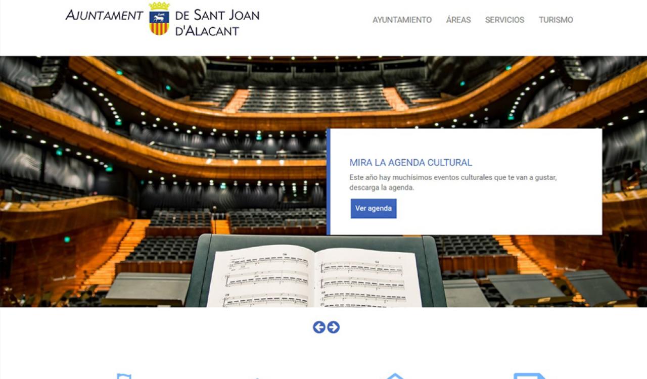 Captura de pantalla de la nueva web municipal de Sant Joan d'Alacant